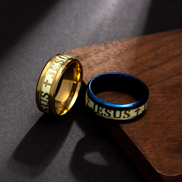 Christianartworkshop Luminous "JESUS" Printed Stainless Steel Ring - image 5