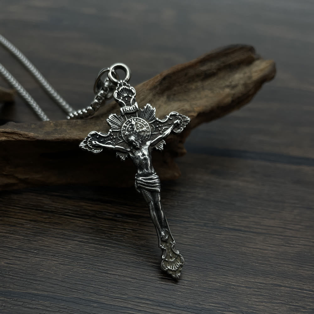 St. Benedict Symbol Crucifix Necklace - image 3