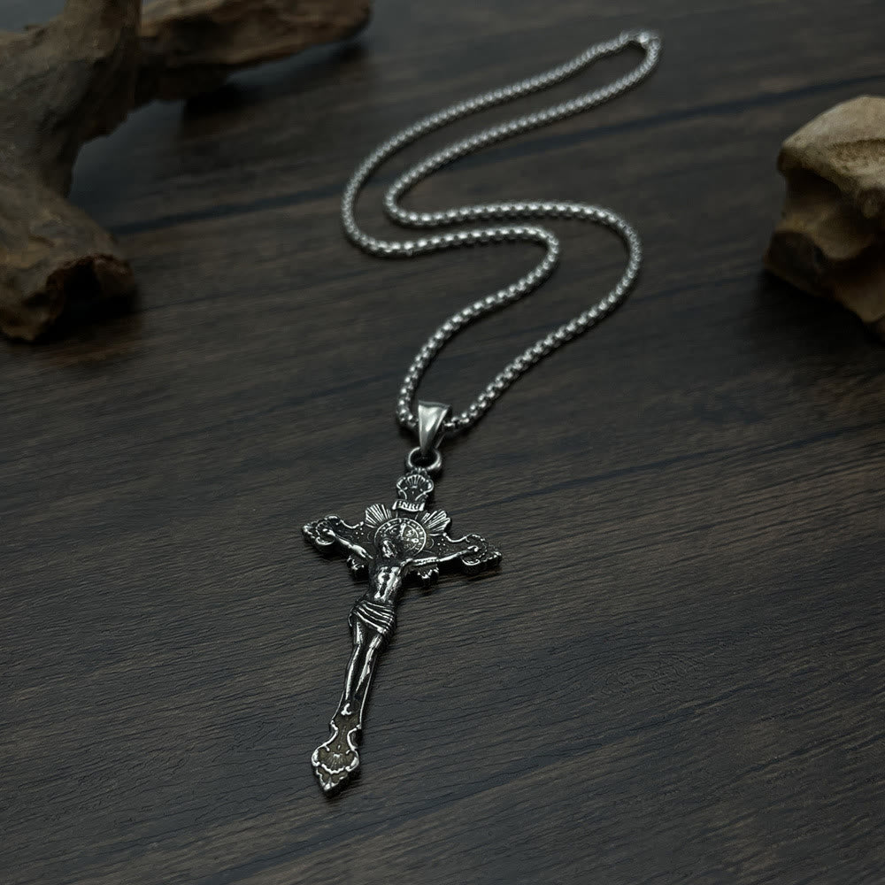 St. Benedict Symbol Crucifix Necklace - image 9