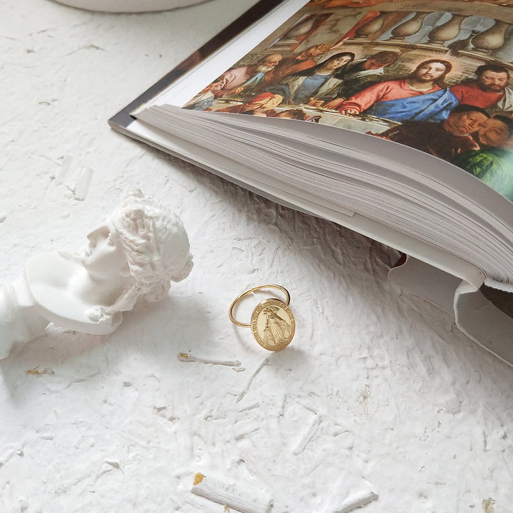 Christianartworkshop S925 Sterling Silver Miraculous Mary Bless Protection Ring - image 3