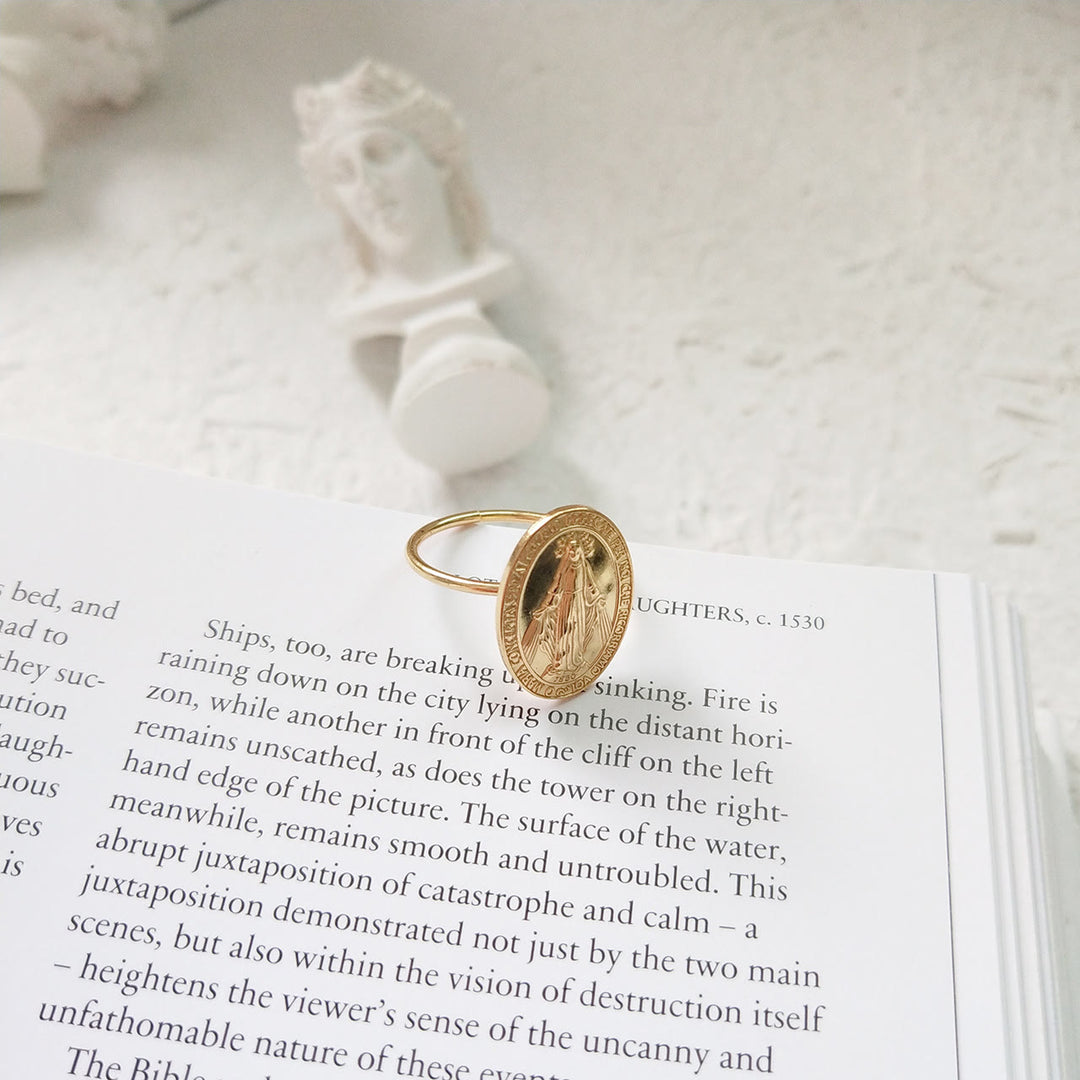 Christianartworkshop S925 Sterling Silver Miraculous Mary Bless Protection Ring - image 2