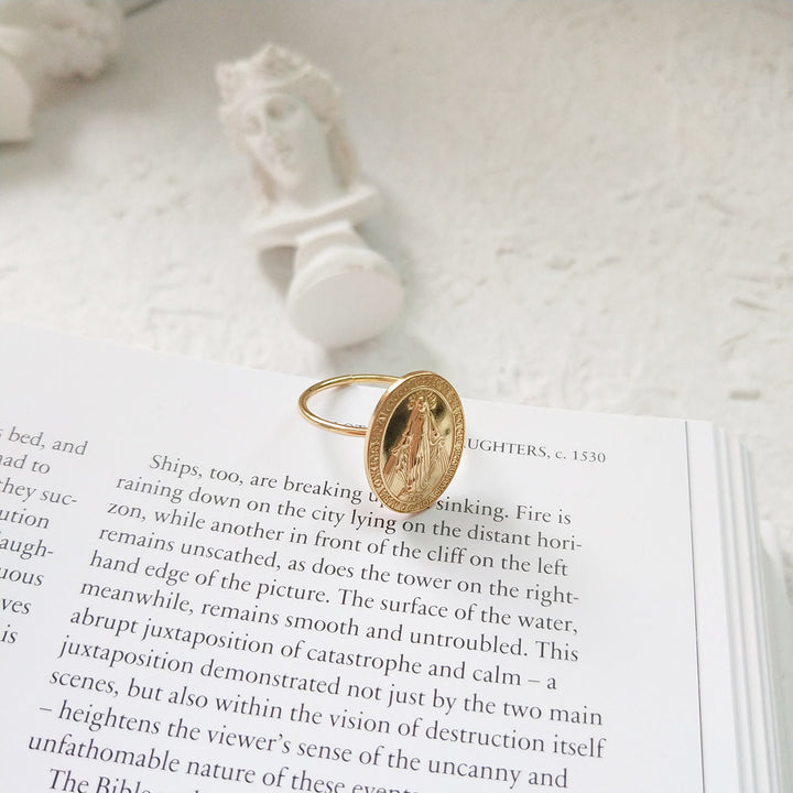 Christianartworkshop S925 Sterling Silver Miraculous Mary Bless Protection Ring - image 2