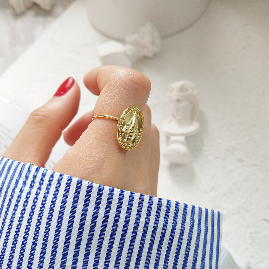 Christianartworkshop S925 Sterling Silver Miraculous Mary Bless Protection Ring - image 6