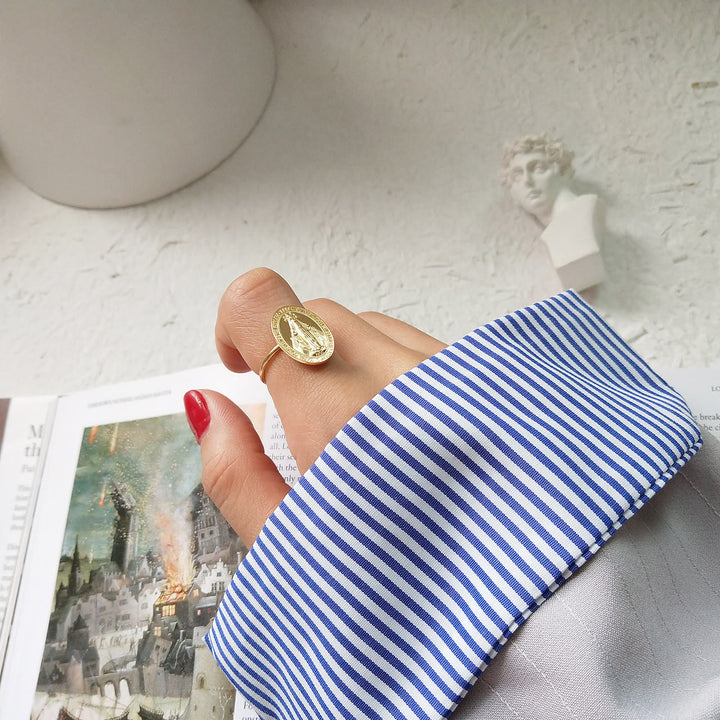 Christianartworkshop S925 Sterling Silver Miraculous Mary Bless Protection Ring - image 9