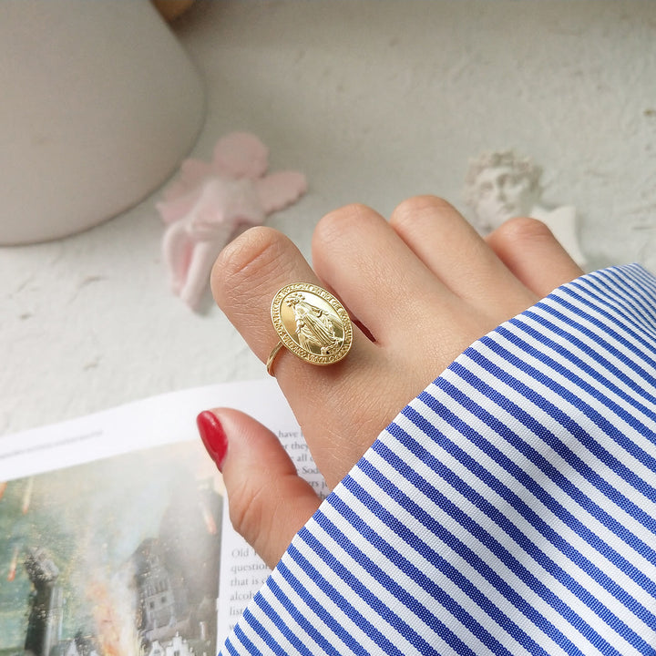 Christianartworkshop S925 Sterling Silver Miraculous Mary Bless Protection Ring - image 8