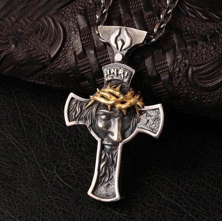 Christianartworkshop Jesus Cross Jewelry Necklace - Golden-crown - image 1