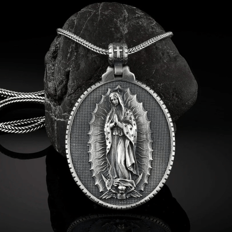 Christianartworkshop Our Lady of Guadalupe Virgin Mary Necklace - Silver - image 1