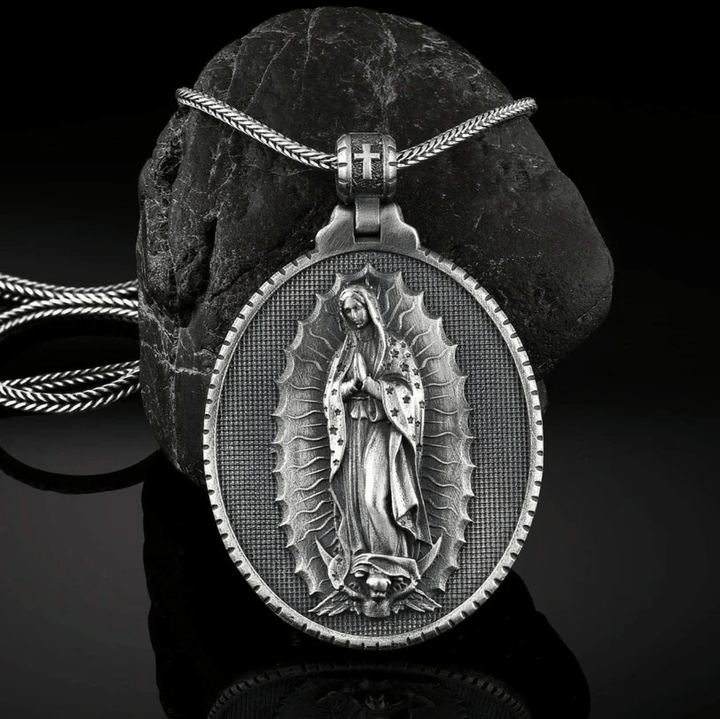 Christianartworkshop Our Lady of Guadalupe Virgin Mary Necklace - Silver - image 1