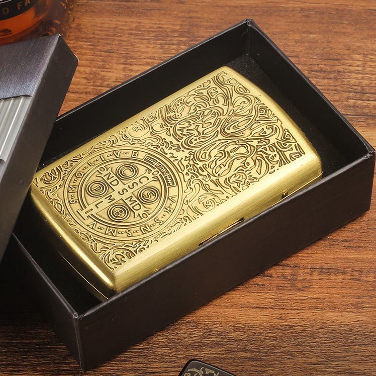 St. Benedict Cross Medallion Metal Cigarette Case - image 2