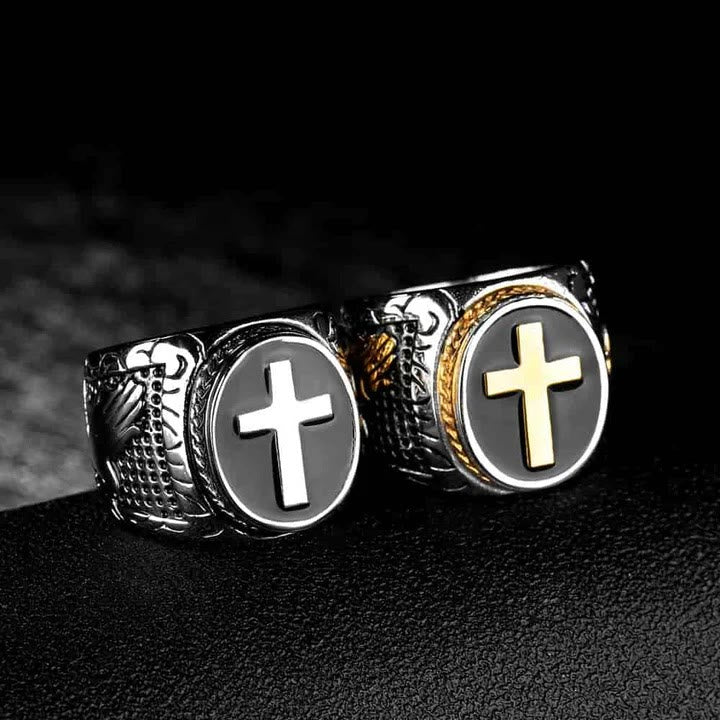 Christianartworkshop Retro Cross "Hand of God" Titanium Religion Ring - image 4
