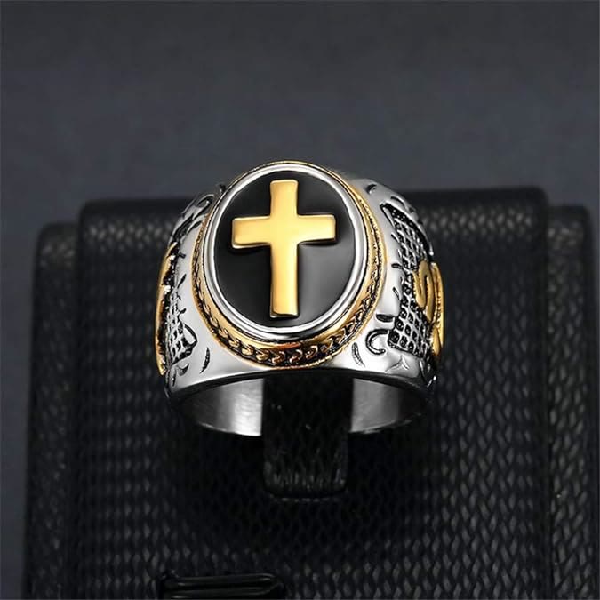 Christianartworkshop Retro Cross "Hand of God" Titanium Religion Ring - image 2