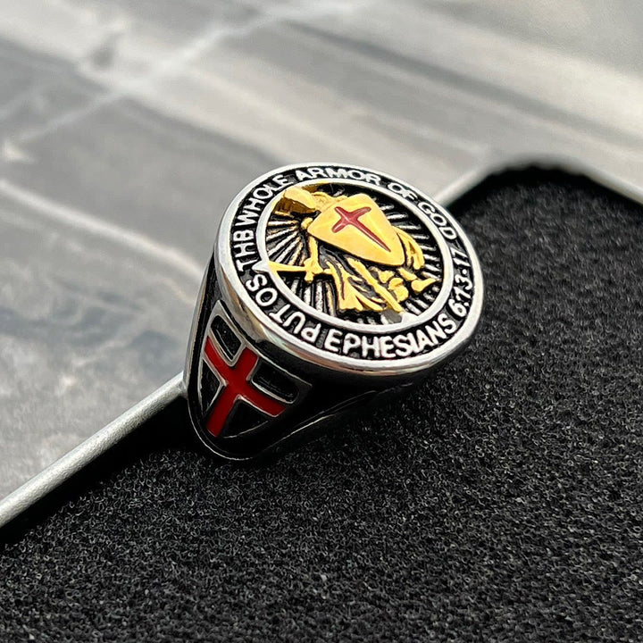 Christianartworkshop Knight's Armor Shield Protection Titanium Ring - image 2