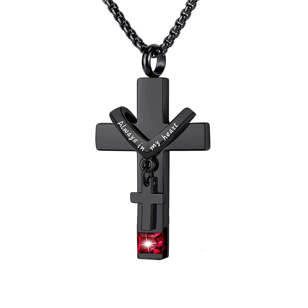 Christianartworkshop 12 Months Birthstone Double Cross Ashes Urn Pendant Necklace - January - image 8