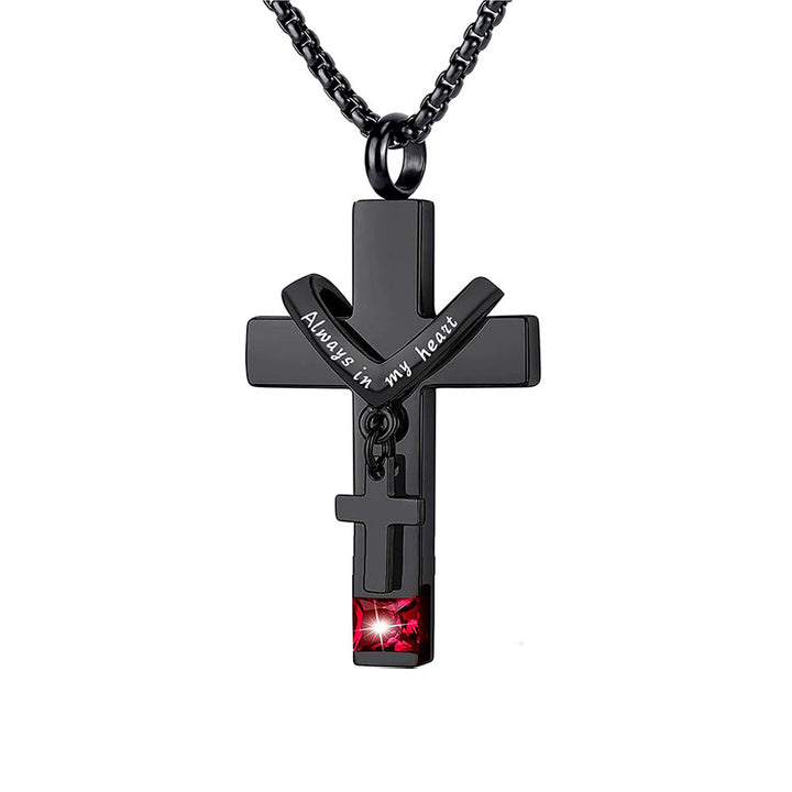 Christianartworkshop 12 Months Birthstone Double Cross Ashes Urn Pendant Necklace - January - image 8