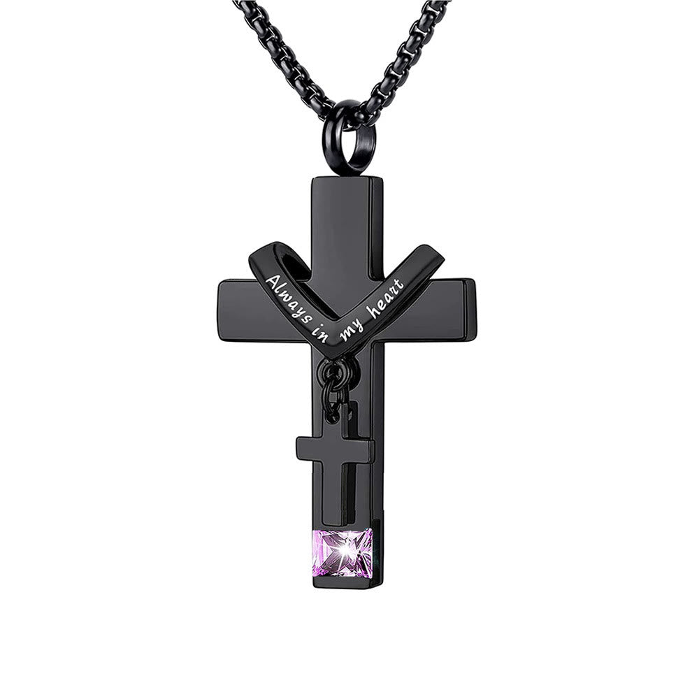 Christianartworkshop 12 Months Birthstone Double Cross Ashes Urn Pendant Necklace - October - image 17