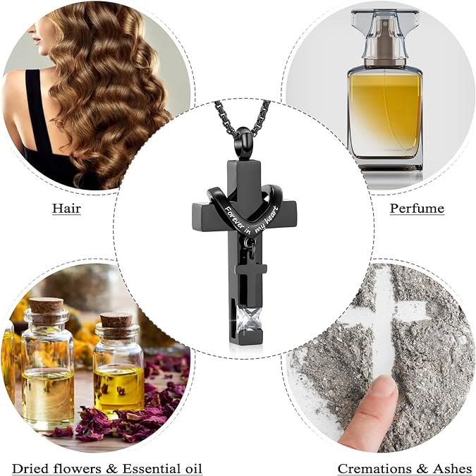 Christianartworkshop 12 Months Birthstone Double Cross Ashes Urn Pendant Necklace - image 5