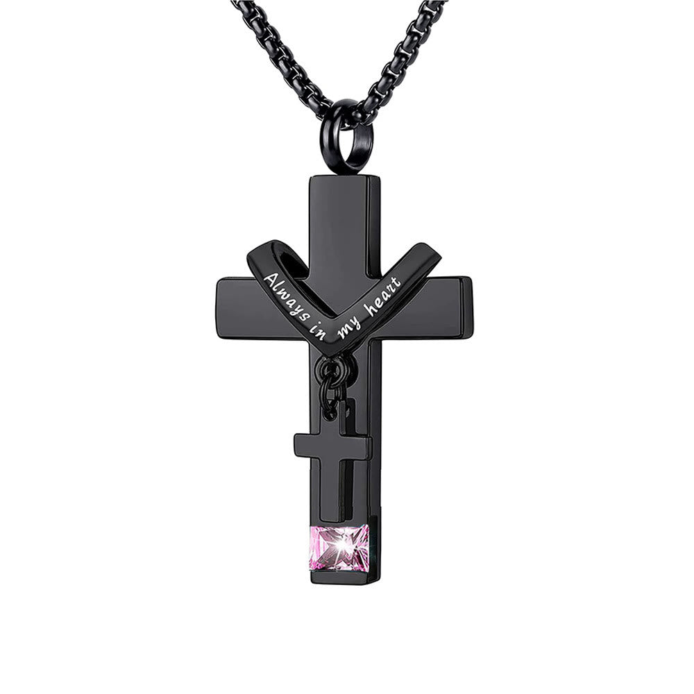 Christianartworkshop 12 Months Birthstone Double Cross Ashes Urn Pendant Necklace - June - image 13