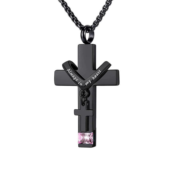 Christianartworkshop 12 Months Birthstone Double Cross Ashes Urn Pendant Necklace - June - image 13