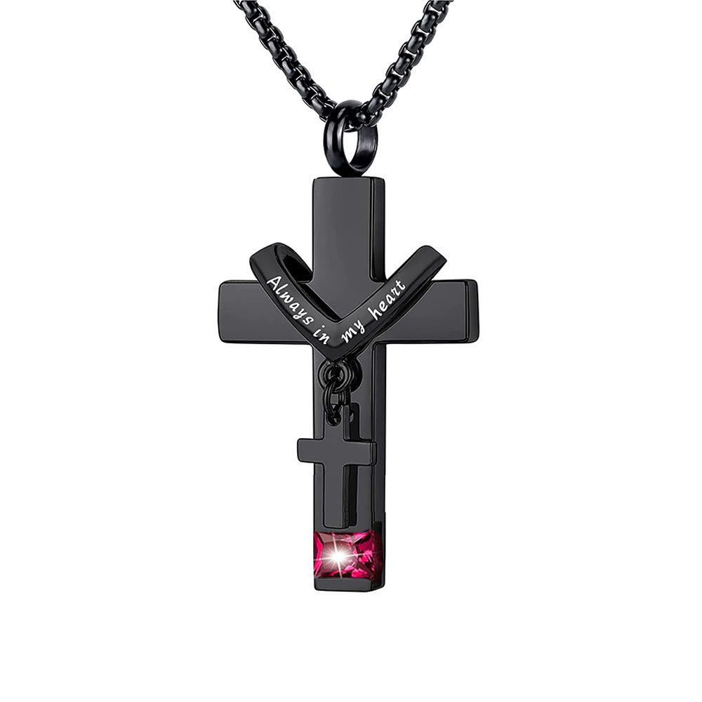Christianartworkshop 12 Months Birthstone Double Cross Ashes Urn Pendant Necklace - July - image 14