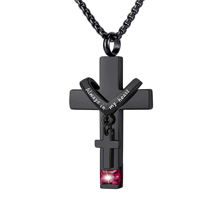 Christianartworkshop 12 Months Birthstone Double Cross Ashes Urn Pendant Necklace - July - image 14