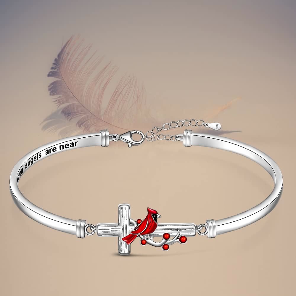 Christianartworkshop Cross Cardinal Adjustable Red Bird Bracelet - Silver - image 1