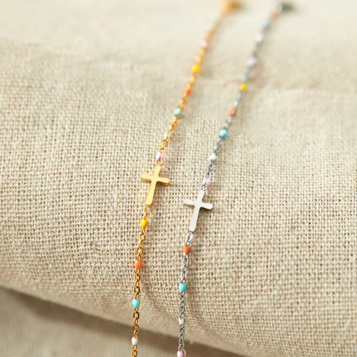 Christianartworkshop Delicate Minimalist Cross Bracelet