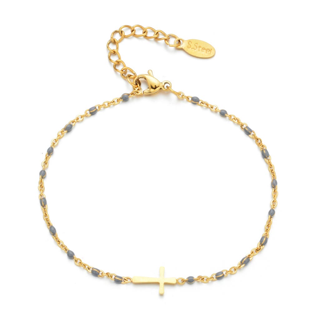 Christianartworkshop Delicate Minimalist Cross Bracelet