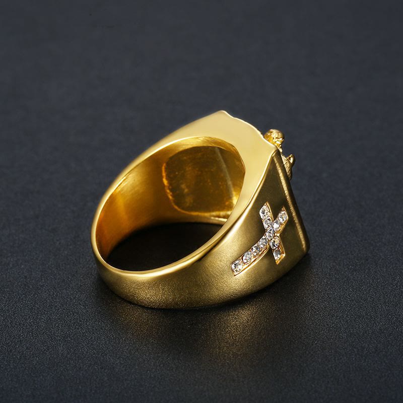 Christianartworkshop  Zirconia Set Crucifix Jesus Religious Ring - image 3