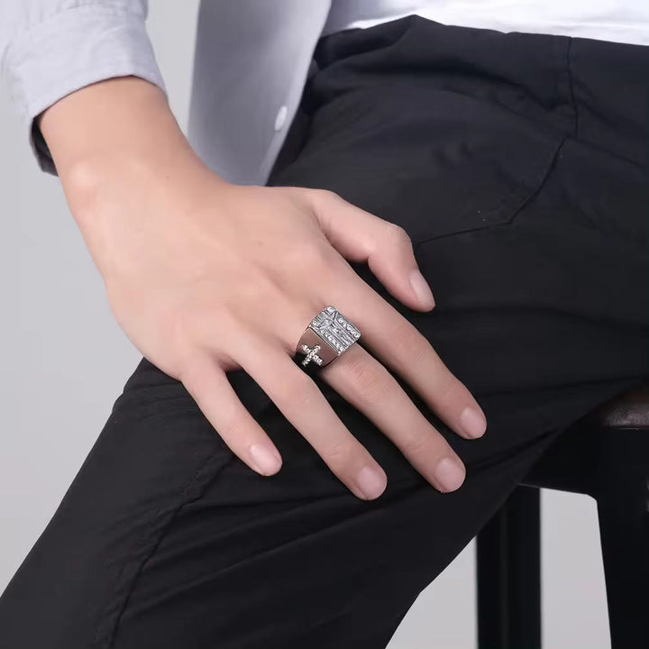 Christianartworkshop  Zirconia Set Crucifix Jesus Religious Ring - image 6