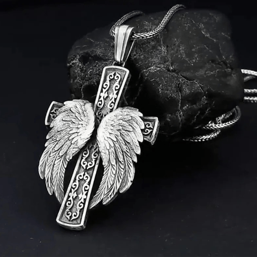 Christianartworkshop Winged Cross Silver Pendant Christian Necklace - image 4