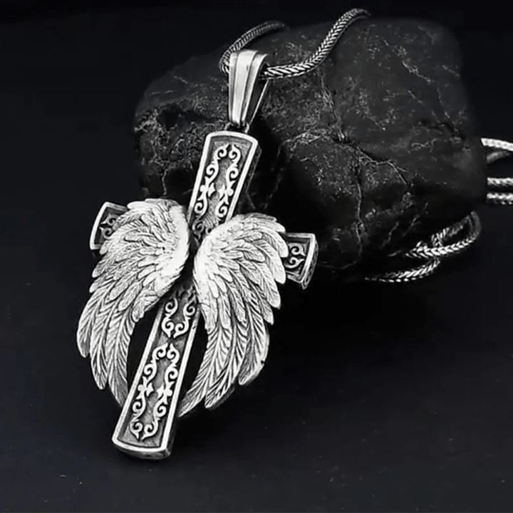 Christianartworkshop Winged Cross Silver Pendant Christian Necklace - image 4