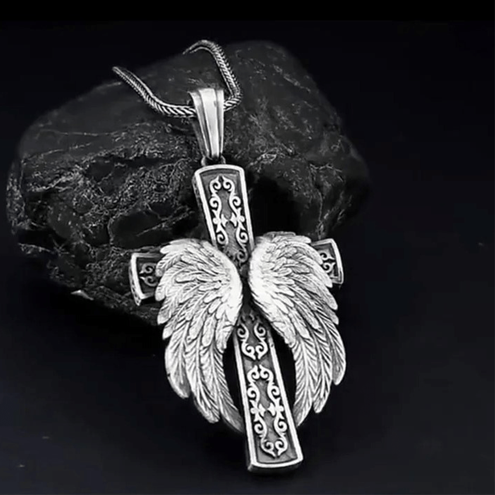 Christianartworkshop Winged Cross Silver Pendant Christian Necklace - image 3