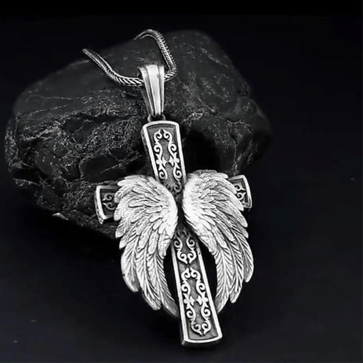 Christianartworkshop Winged Cross Silver Pendant Christian Necklace - image 3