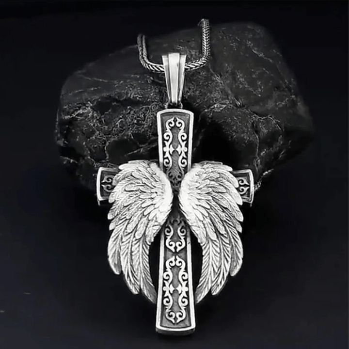 Christianartworkshop Winged Cross Silver Pendant Christian Necklace - image 5