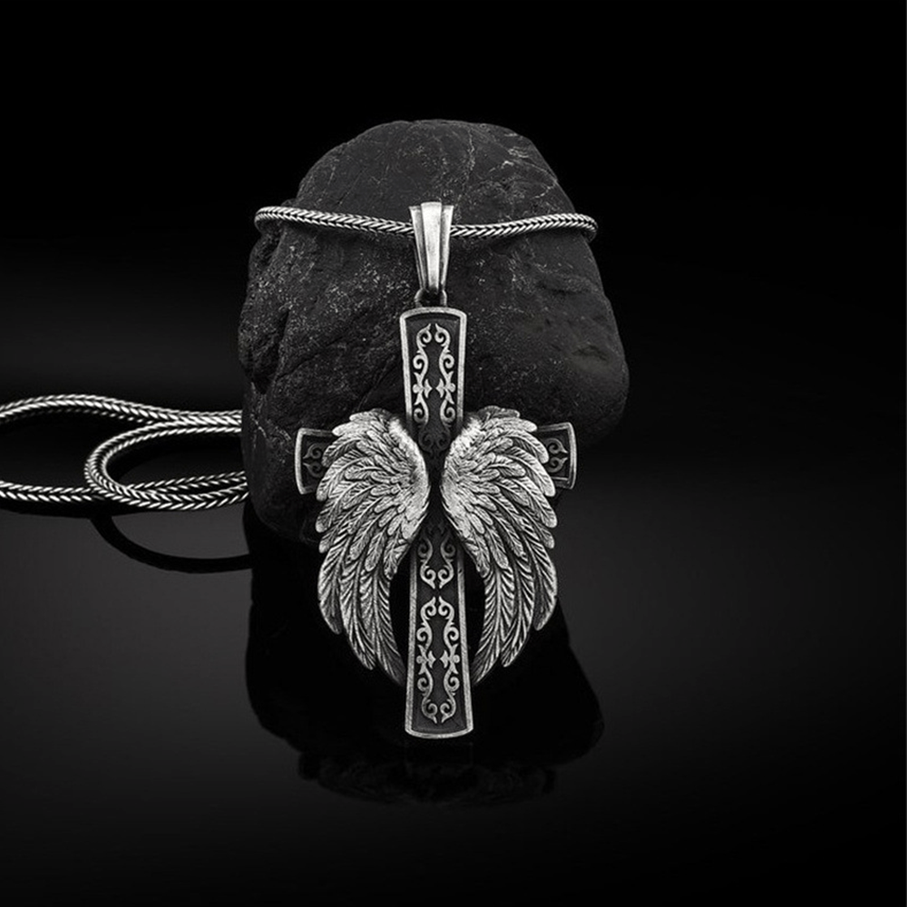 Christianartworkshop Winged Cross Silver Pendant Christian Necklace - image 2