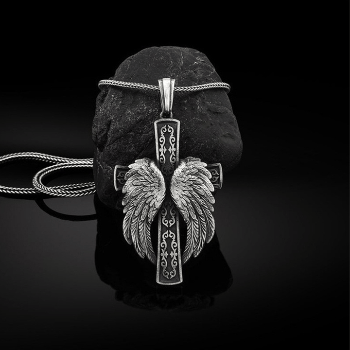 Christianartworkshop Winged Cross Silver Pendant Christian Necklace - image 2