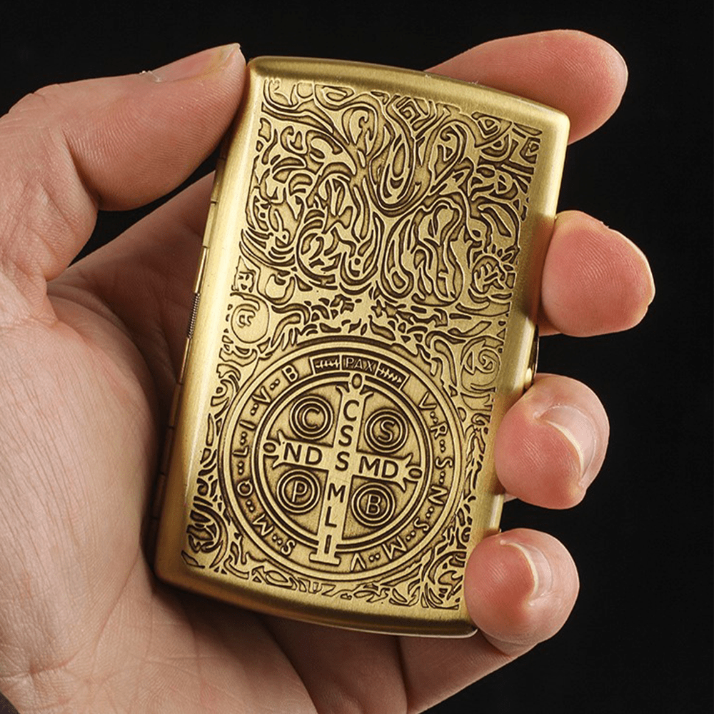 St. Benedict Cross Medallion Metal Cigarette Case - image 3