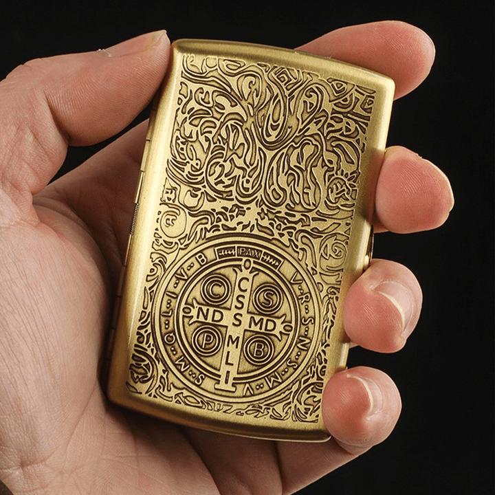 St. Benedict Cross Medallion Metal Cigarette Case - image 3