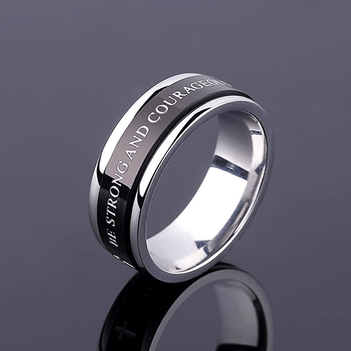 Christianartworkshop Titanium Black/Gold Cross Step Edges Rotating Ring - image 3