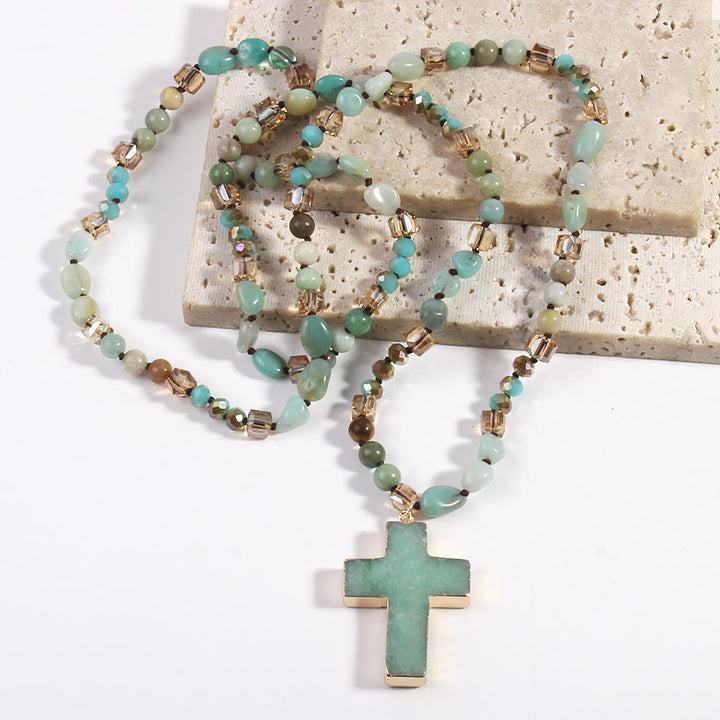 Christianartworkshop Catholic Cross Pendant Christian Necklace Religious Jewelry - Green - image 1