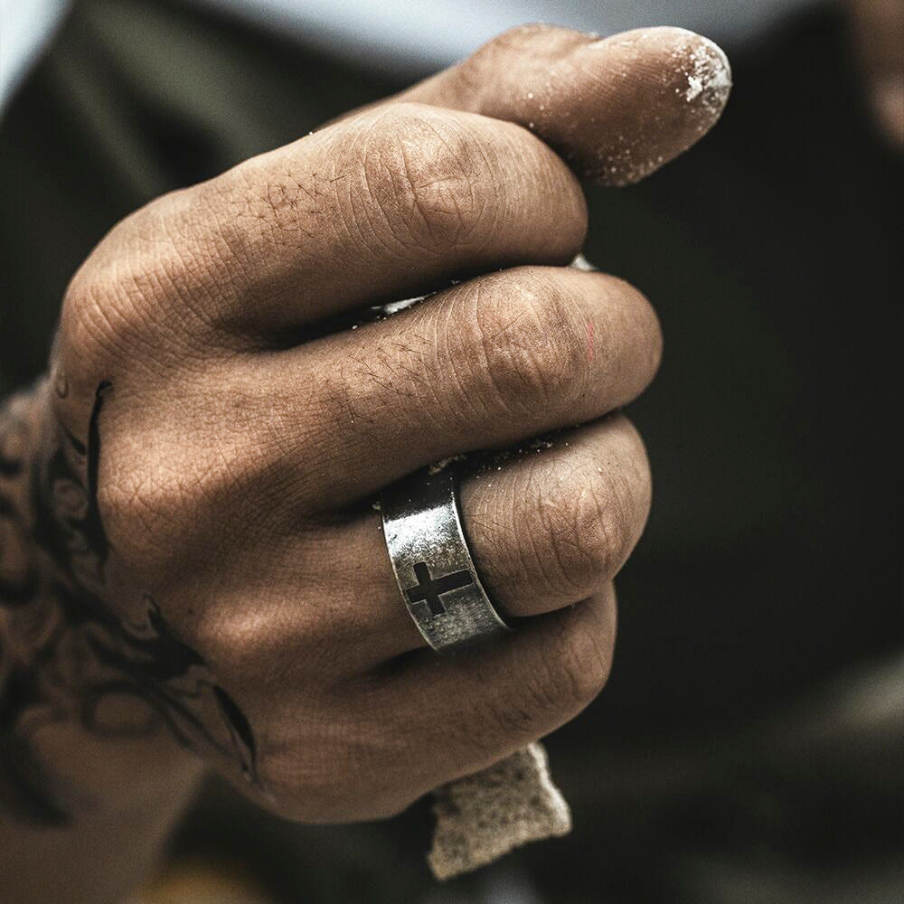 Christianartworkshop Stainless Steel Antique Punk Christianartworkshop  Cross Ring - image 5