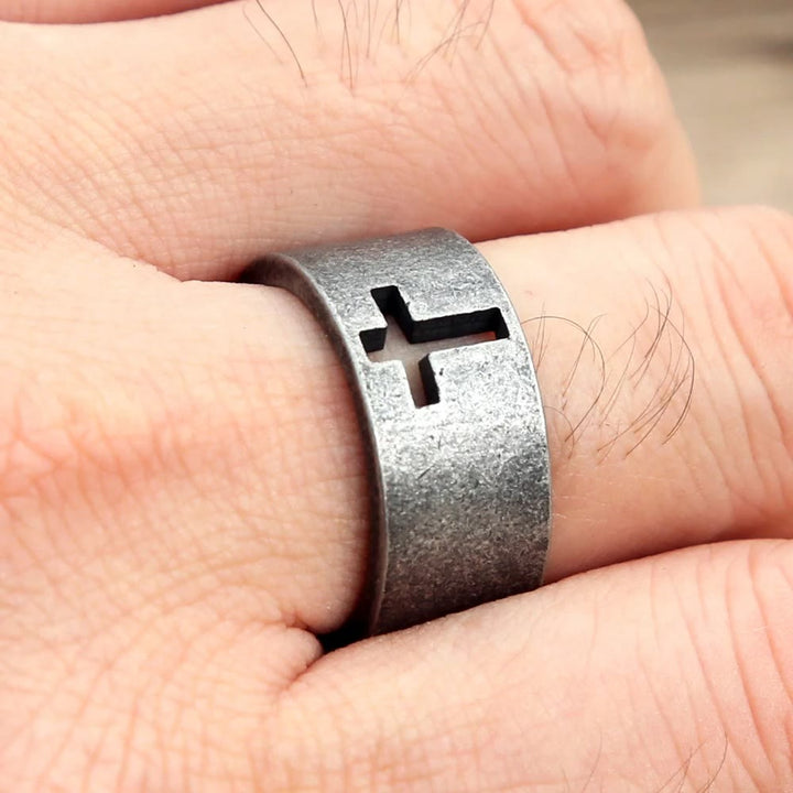 Christianartworkshop Stainless Steel Antique Punk Christianartworkshop  Cross Ring - image 14