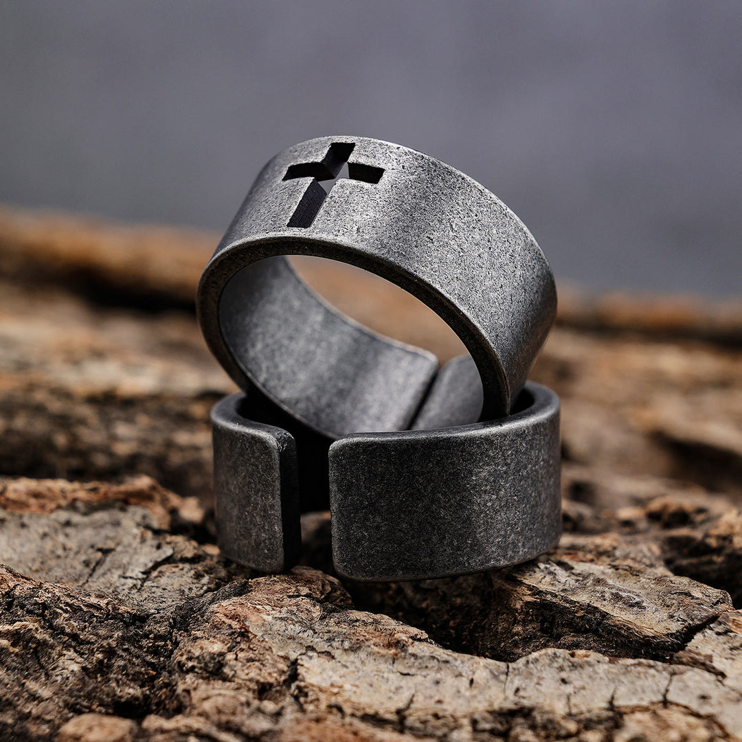 Christianartworkshop Stainless Steel Antique Punk Christianartworkshop  Cross Ring - image 2
