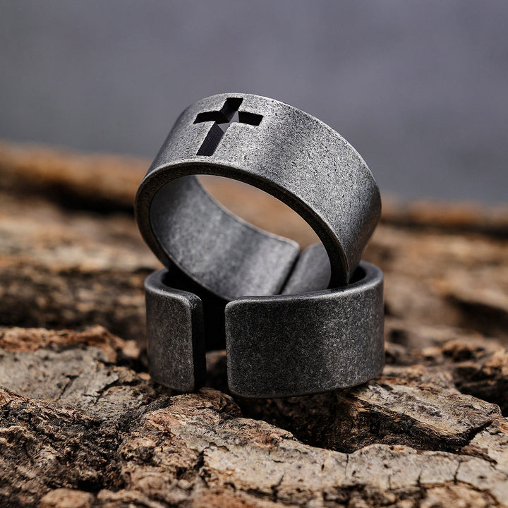 Christianartworkshop Stainless Steel Antique Punk Christianartworkshop  Cross Ring - image 2