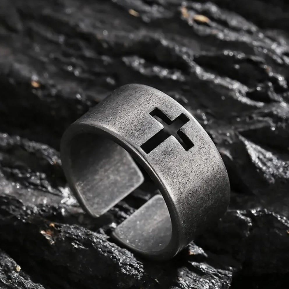 Christianartworkshop Stainless Steel Antique Punk Christianartworkshop  Cross Ring - image 10