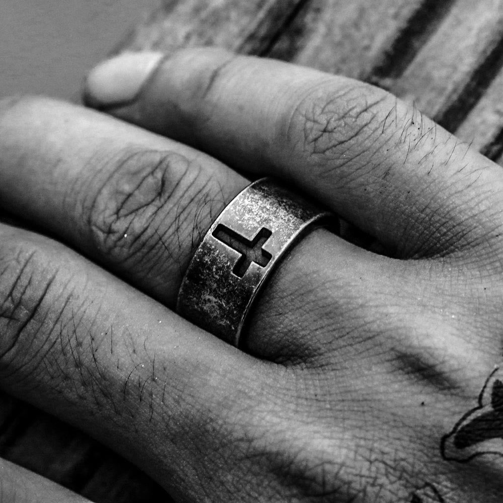 Christianartworkshop Stainless Steel Antique Punk Christianartworkshop  Cross Ring - image 9