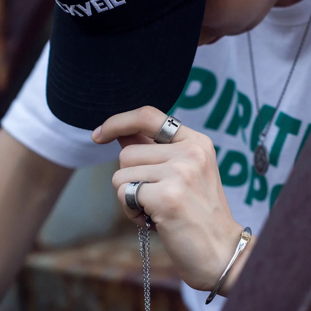 Christianartworkshop Stainless Steel Antique Punk Christianartworkshop  Cross Ring - image 15