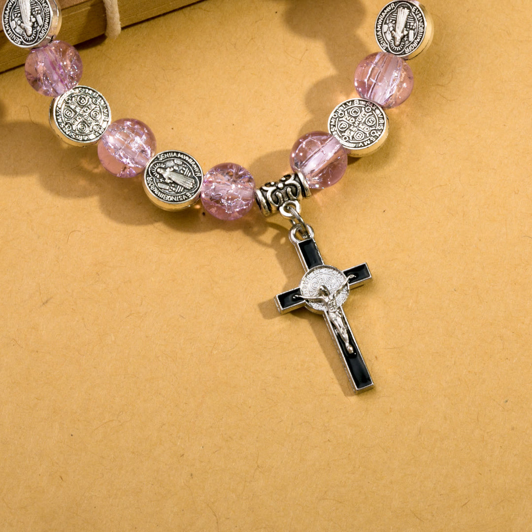 Christianartworkshop Jesus Cross Alloy Charm Pendant Beaded Bracelet - image 3