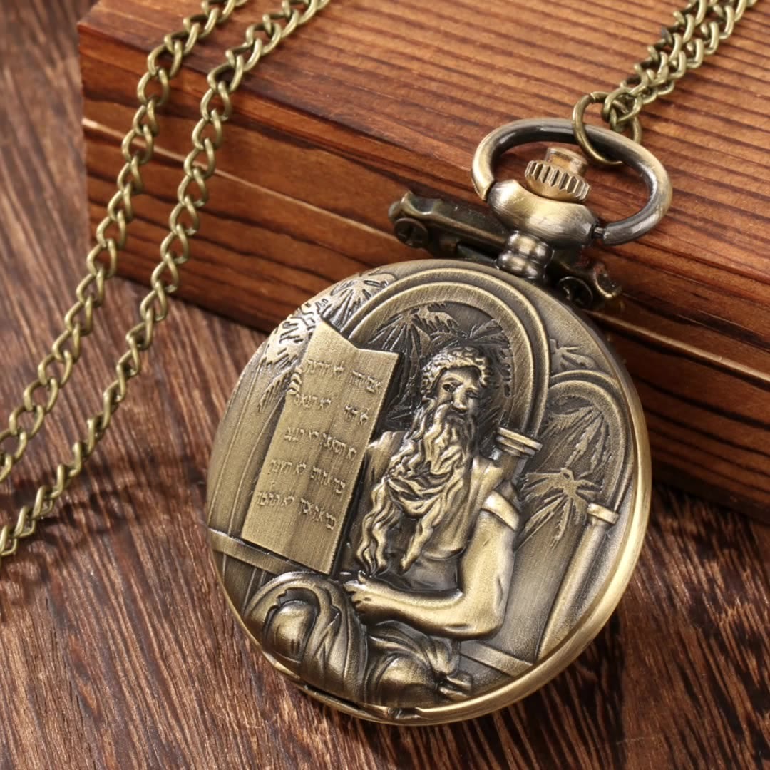 Jesus Bible Quartz Movement Bronze Pocket Watch - image 2