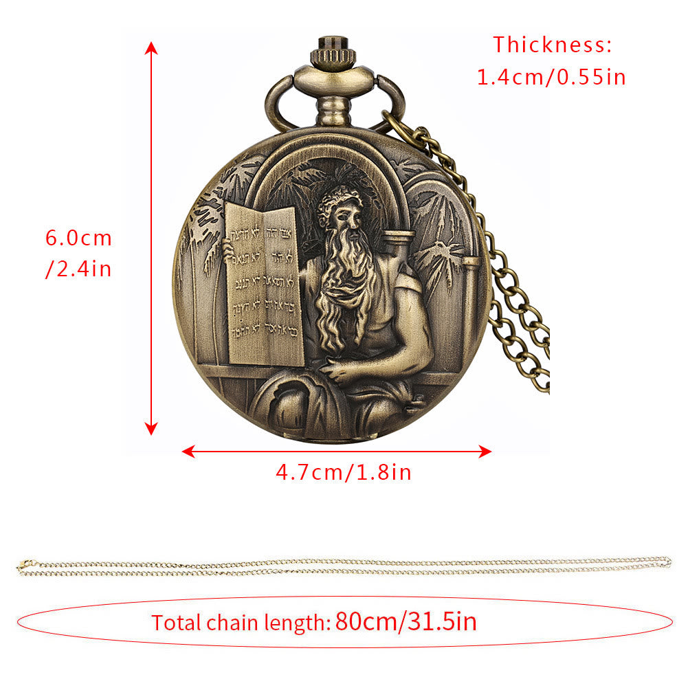 Jesus Bible Quartz Movement Bronze Pocket Watch - image 8